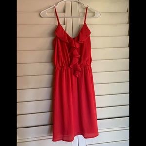 Women's Ruffle front RED Dress